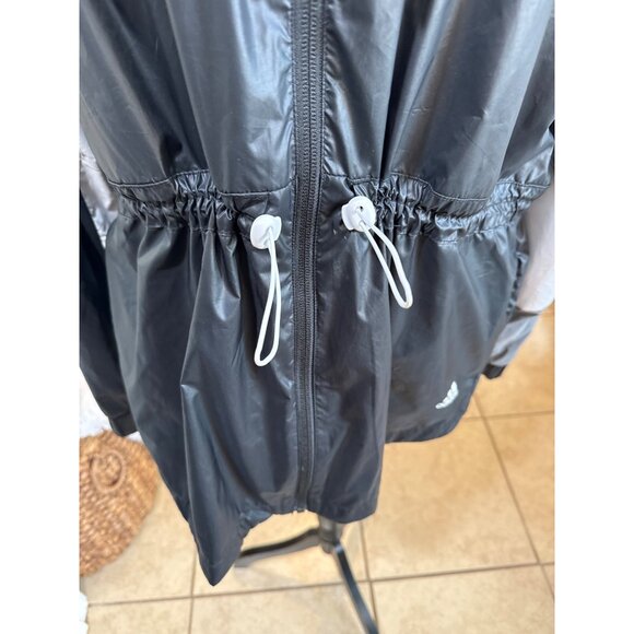 Adidas Outline Legend Ink Windbreaker Black Lightweight Hooded Jacket Size L - Picture 13 of 16
